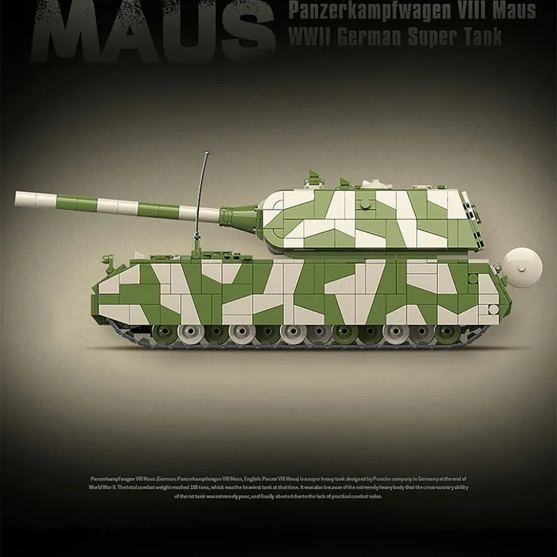 Building Blocks Military MOC WW2 German Heavy Main Battle Tank Bricks Toys - 4
