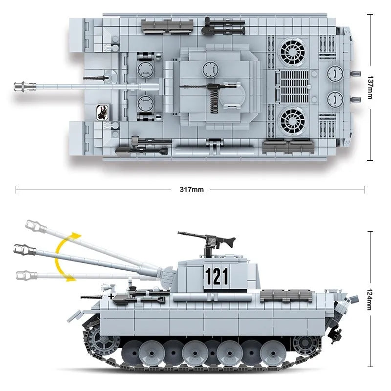 Building Blocks MOC Military WW2 German Panther Tank Bricks Toy - 4