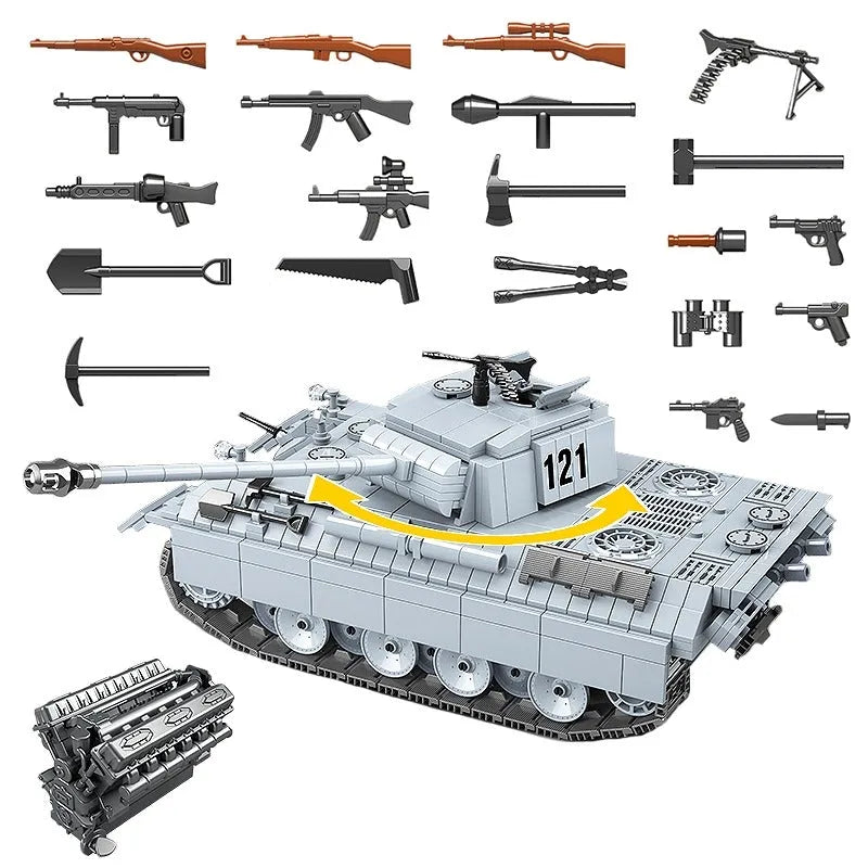 Building Blocks MOC Military WW2 German Panther Tank Bricks Toy - 5
