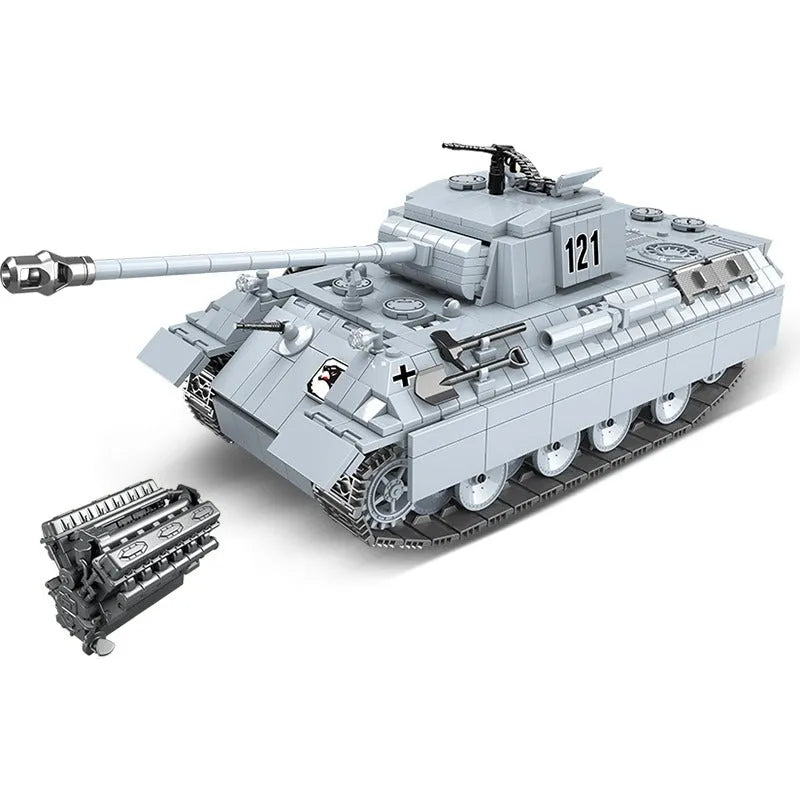 Building Blocks MOC Military WW2 German Panther Tank Bricks Toy - 3
