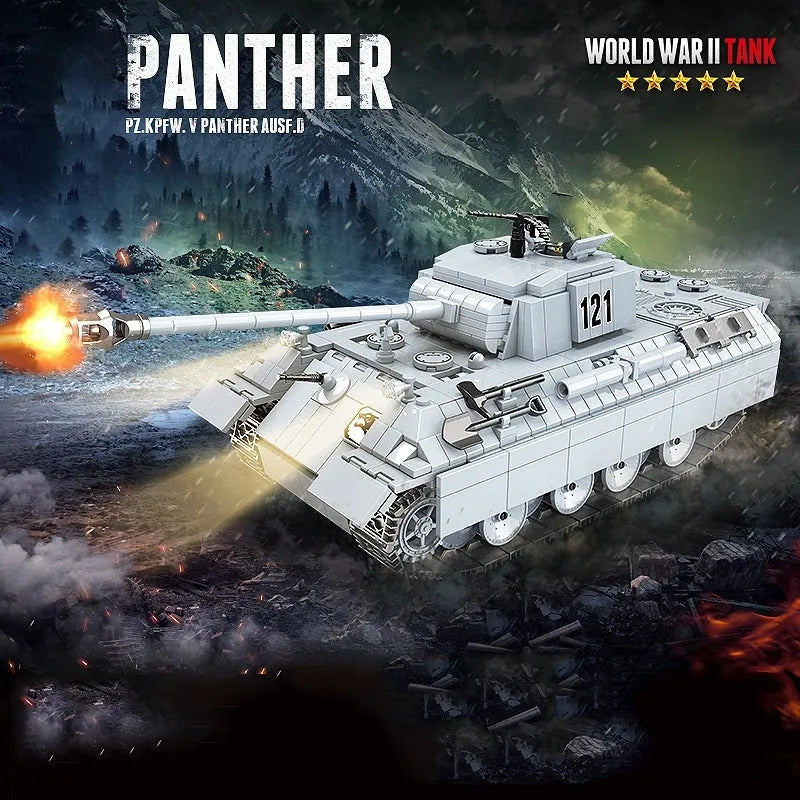 Building Blocks MOC Military WW2 German Panther Tank Bricks Toy - 2