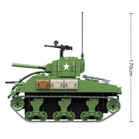 Thumbnail for Building Blocks MOC Military WW2 M4A1 US Army Sherman Tank Bricks Toy Construction Set Toys - 4