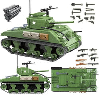 Thumbnail for Building Blocks MOC Military WW2 M4A1 US Army Sherman Tank Bricks Toy Construction Set Toys - 5