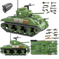 Thumbnail for Building Blocks MOC Military WW2 M4A1 US Army Sherman Tank Bricks Toy - 5