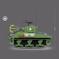 Thumbnail for Building Blocks MOC Military WW2 M4A1 US Army Sherman Tank Bricks Toy - 8