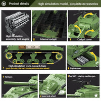 Thumbnail for Building Blocks MOC Military WW2 M4A1 US Army Sherman Tank Bricks Toy - 7