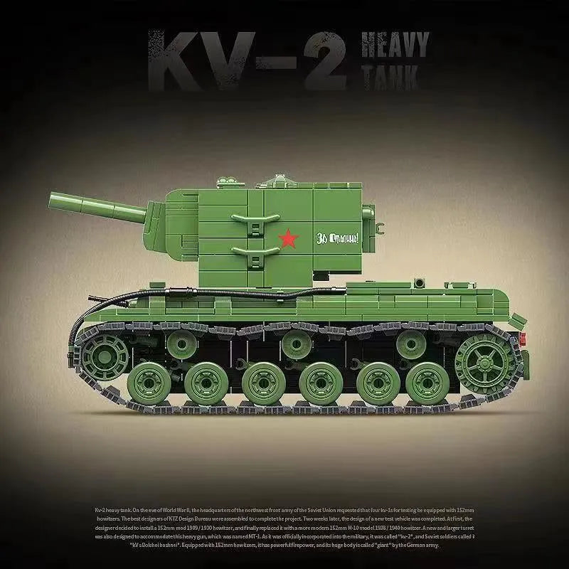 Building Blocks Military WW2 Soviet Army KV - 2 Heavy Tank Bricks Toy - 4