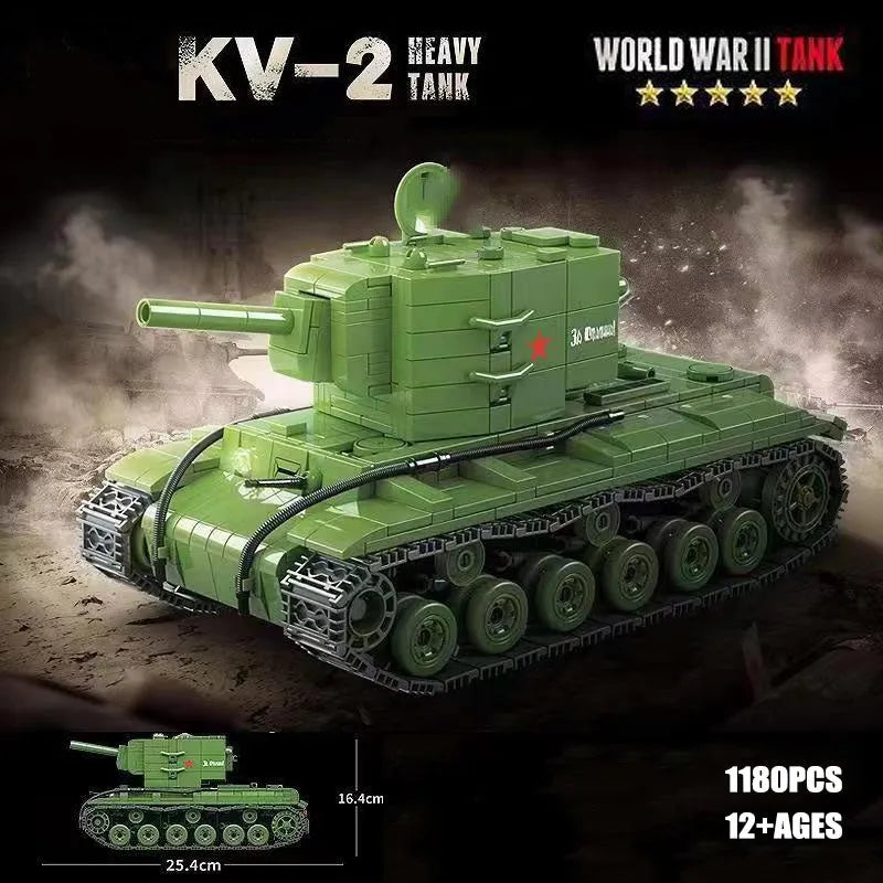 WW2 KV-2 Soviet Heavy Army Tank — Brick Block Army