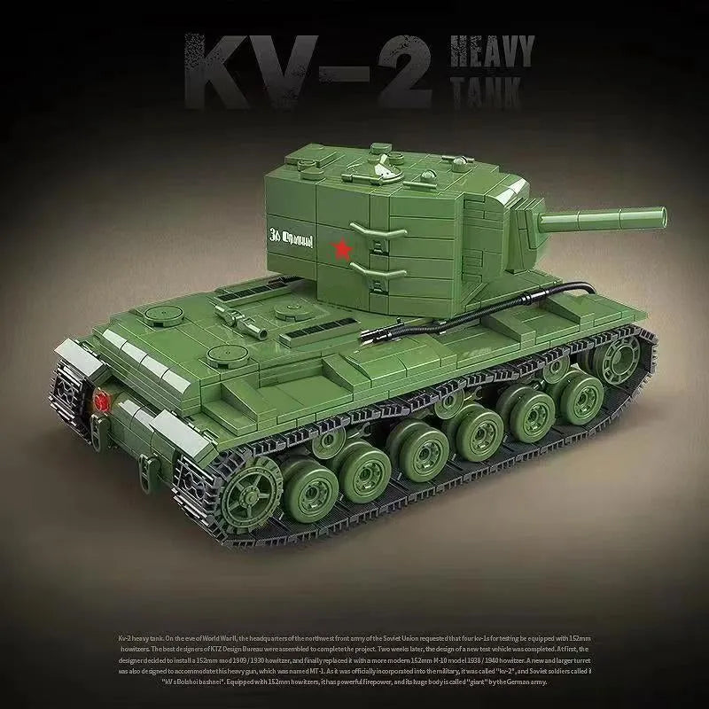 Building Blocks Military WW2 Soviet Army KV - 2 Heavy Tank Bricks Toy - 3