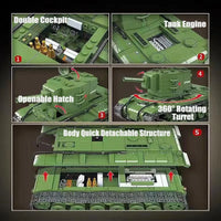 Thumbnail for Building Blocks Military WW2 Soviet Army KV-2 Heavy Tank Bricks Toy Construction Set Toys - 6