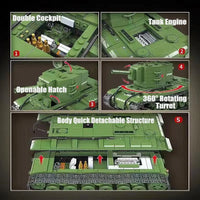 Thumbnail for Building Blocks Military WW2 Soviet Army KV - 2 Heavy Tank Bricks Toy - 6