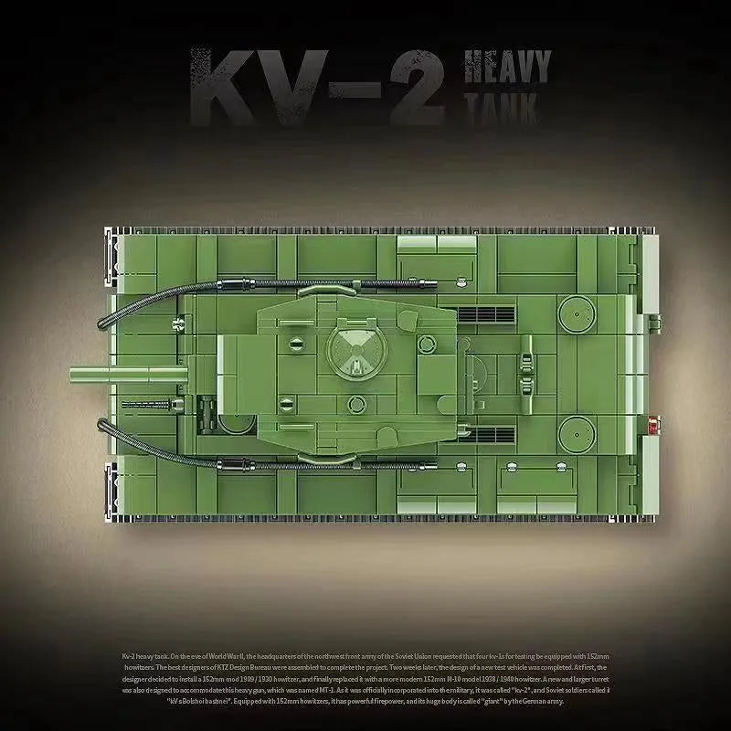 Building Blocks Military WW2 Soviet Army KV-2 Heavy Tank Bricks Toy Construction Set Toys - 8