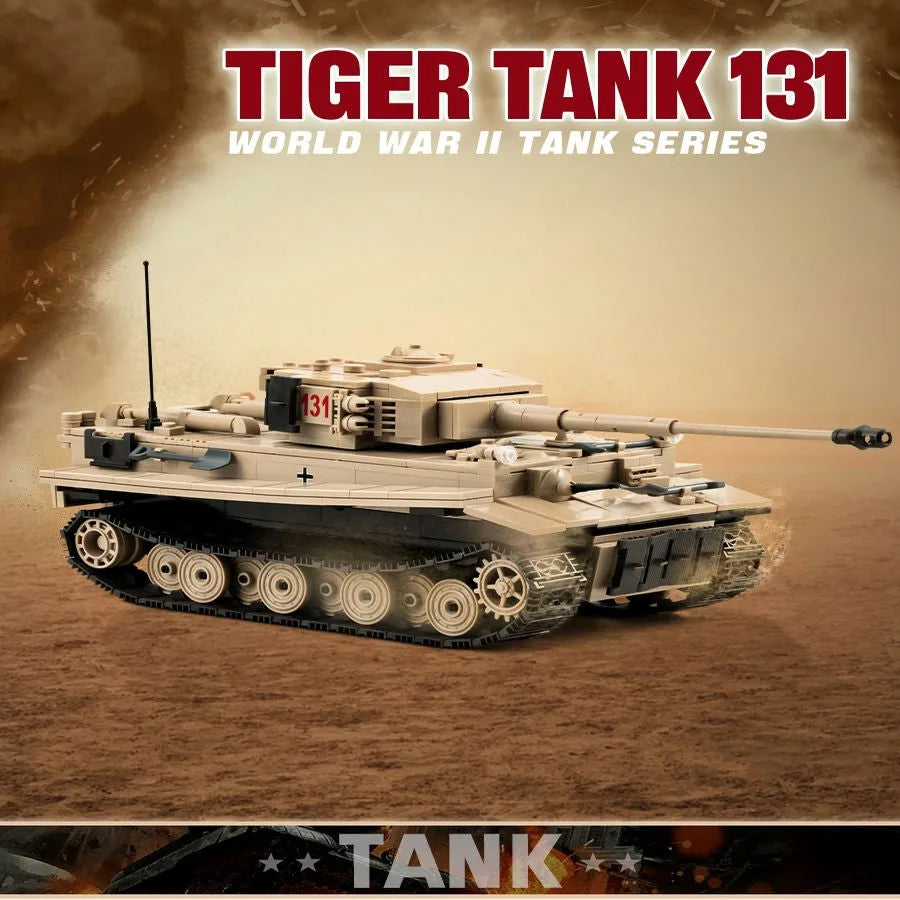 Building Blocks MOC Military WW2 Tank 131 Tiger Heavy Bricks Toy - 2