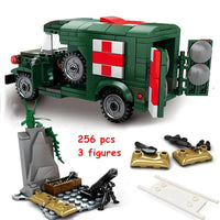 Thumbnail for Building Blocks Military WW2 US Army Ambulance Car Bricks Toy - 4