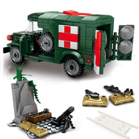 Thumbnail for Building Blocks Military WW2 US Army Ambulance Car Bricks Toy Construction Set Toys - 1