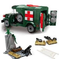 Thumbnail for Building Blocks Military WW2 US Army Ambulance Car Bricks Toy - 1