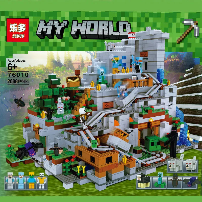 Building Blocks Minecraft MOC My World The Mountain Cave 76010 Bricks Toy - 2