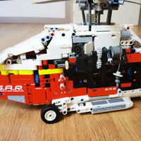 Thumbnail for Building Blocks MOC Motorized Airbus H175 Rescue Helicopter Bricks Toy 74666 - 9