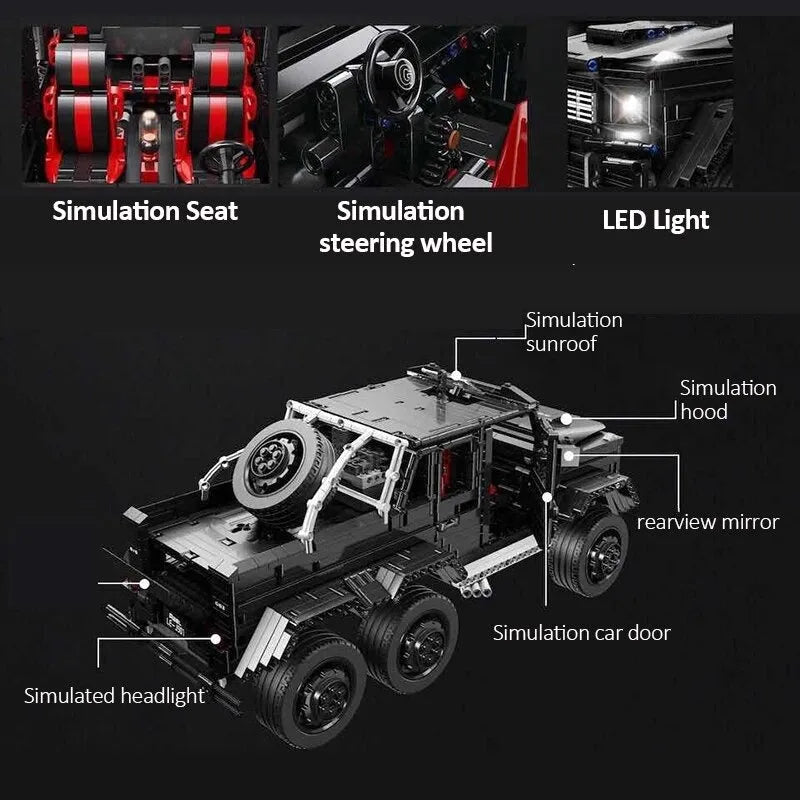 Building Blocks MOC Motorized Off-Road SUV LAND CRUISER AMG Bricks Toys - 14