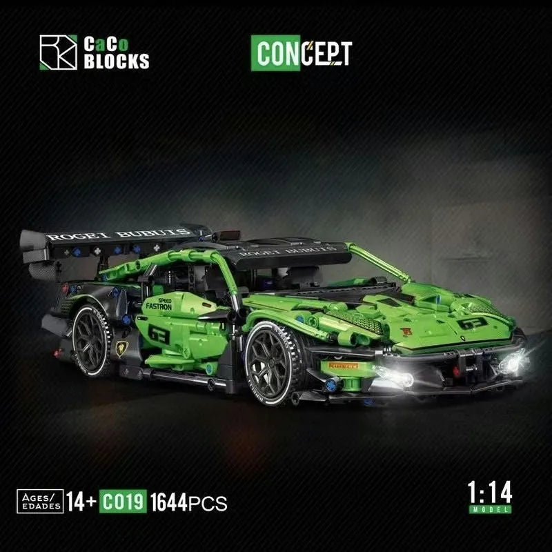 Building Blocks MOC Motorized RC Lambo Concept Roadster Bricks Toy C019 - 2