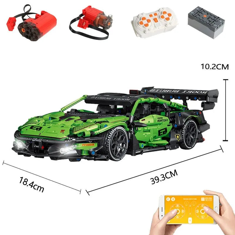 Building Blocks MOC Motorized RC Lambo Concept Roadster Bricks Toy C019 - 1