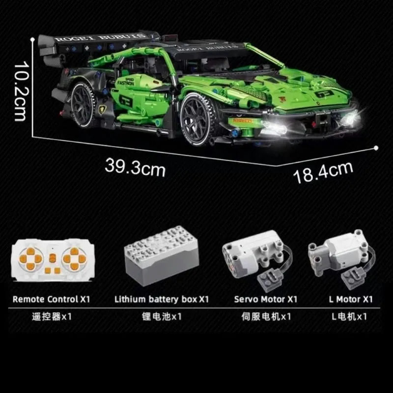 Building Blocks MOC Motorized RC Lambo Concept Roadster Bricks Toy C019 - 5