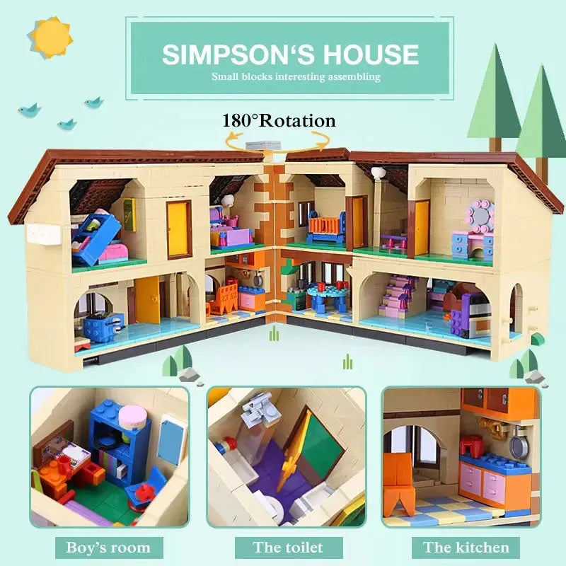 Building Blocks MOC Movie Creator The Simpsons House Bricks Toys - 7