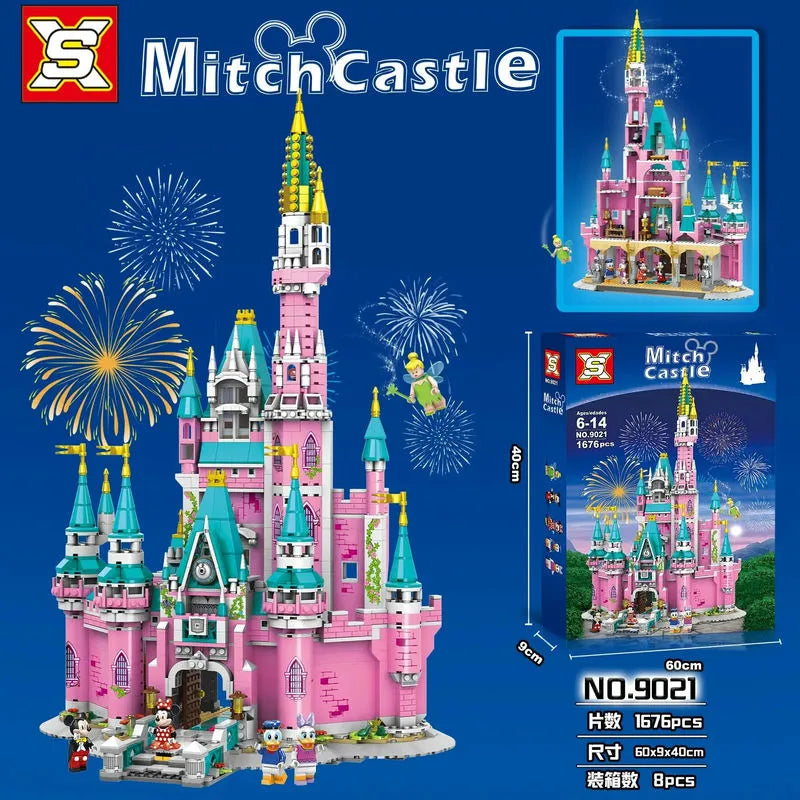Building Blocks MOC Princess Fairyland Mitch Pink Castle Bricks Toys - 3
