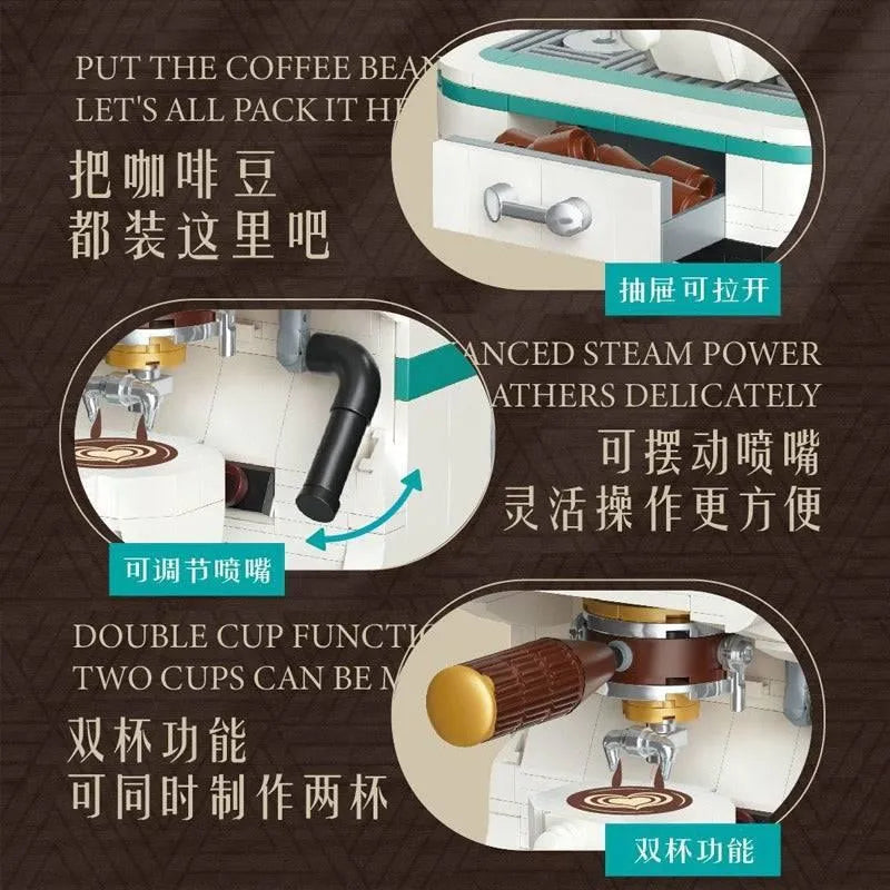 Building Blocks MOC Retro Coffee Machine City MINI Bricks Model Kids Toys Construction Set Toys - 6