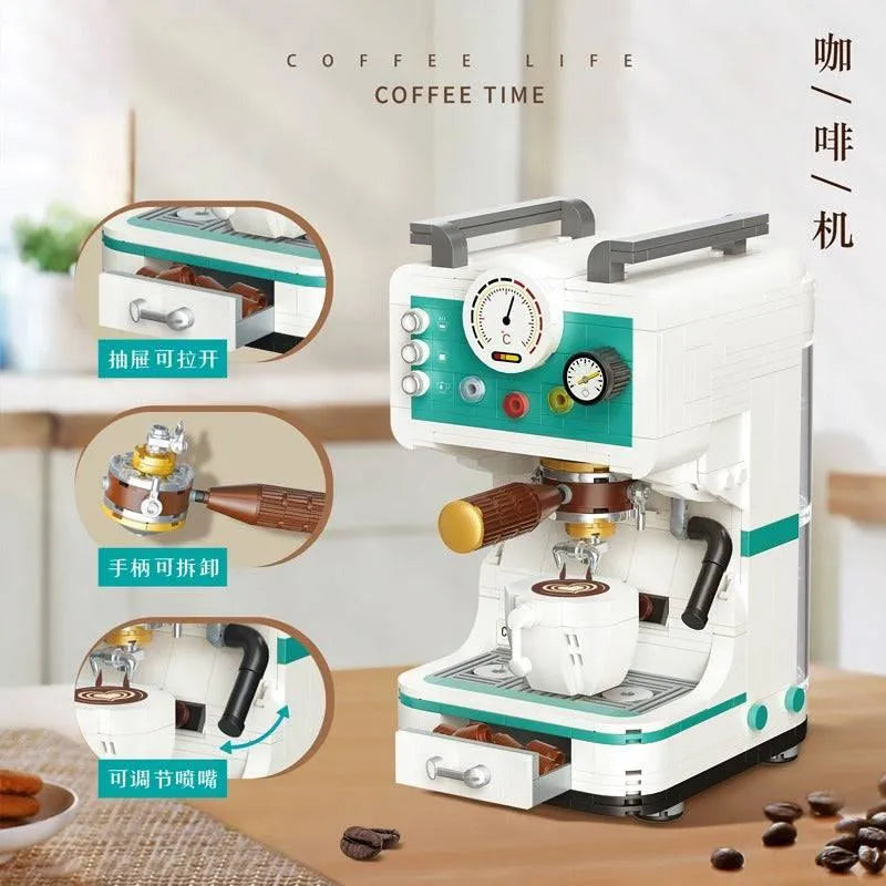 Building Blocks MOC Retro Coffee Machine City MINI Bricks Model Kids Toys - 3