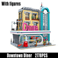 Thumbnail for Building Blocks MOC Street Expert City Downtown Diner Bricks Toy 15037 - 1