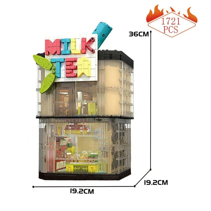 Building Blocks MOC Street Experts Milk Tea Store Shop Bricks Toy Construction Set Toys - 1