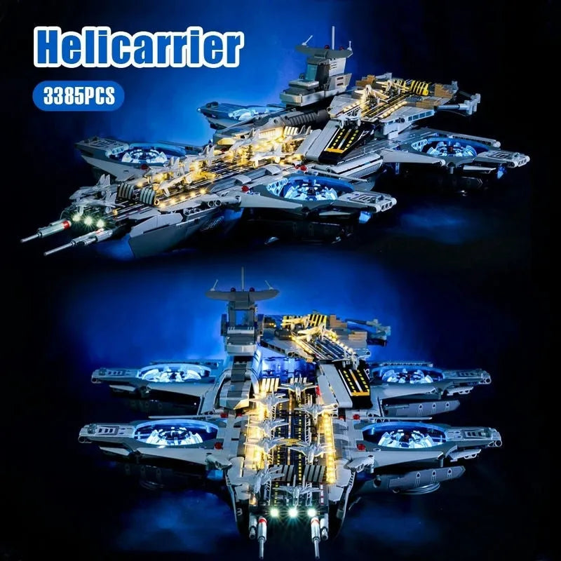 Building Blocks Super Hero MOC Motorized RC SHIELD Helicarrier Bricks Toy EU Construction Set Toys - 4