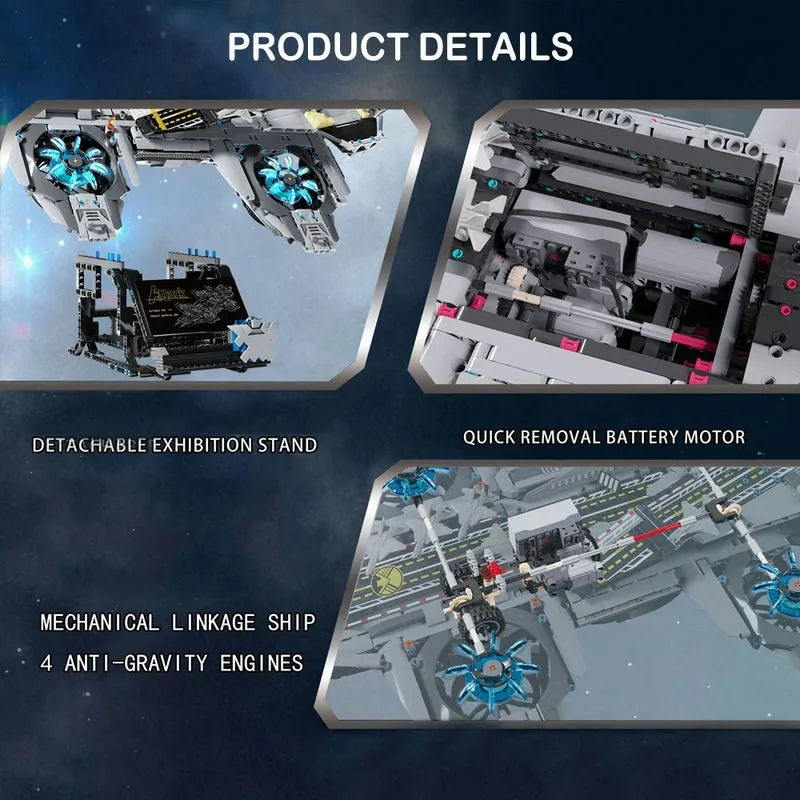 Building Blocks Super Hero MOC Motorized RC SHIELD Helicarrier Bricks Toy EU Construction Set Toys - 7