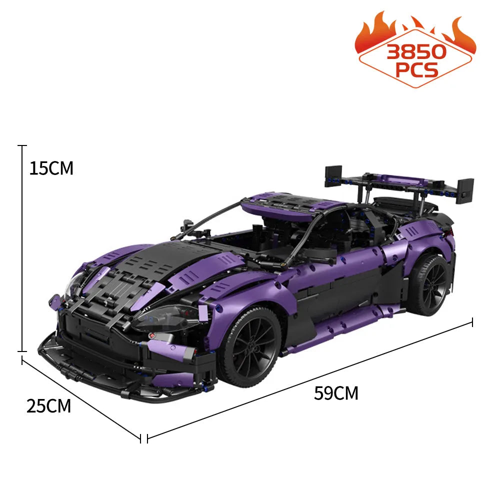 Building Blocks Tech MOC Aston Vantage GT3 Concept Sports Car Bricks Toy - 3