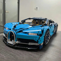 Thumbnail for Blue LEGO Technic Bugatti Chiron Racing Car model in Tech MOC Bricks Toys