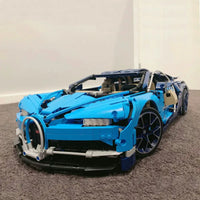 Thumbnail for Blue LEGO Technic model of a Bugatti Chiron Racing car from Tech MOC Bricks Toys