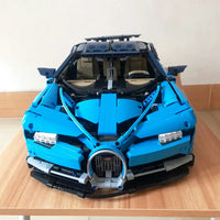Thumbnail for Blue LEGO Technic model of a Bugatti Chiron Racing car from Tech MOC Bricks Toys