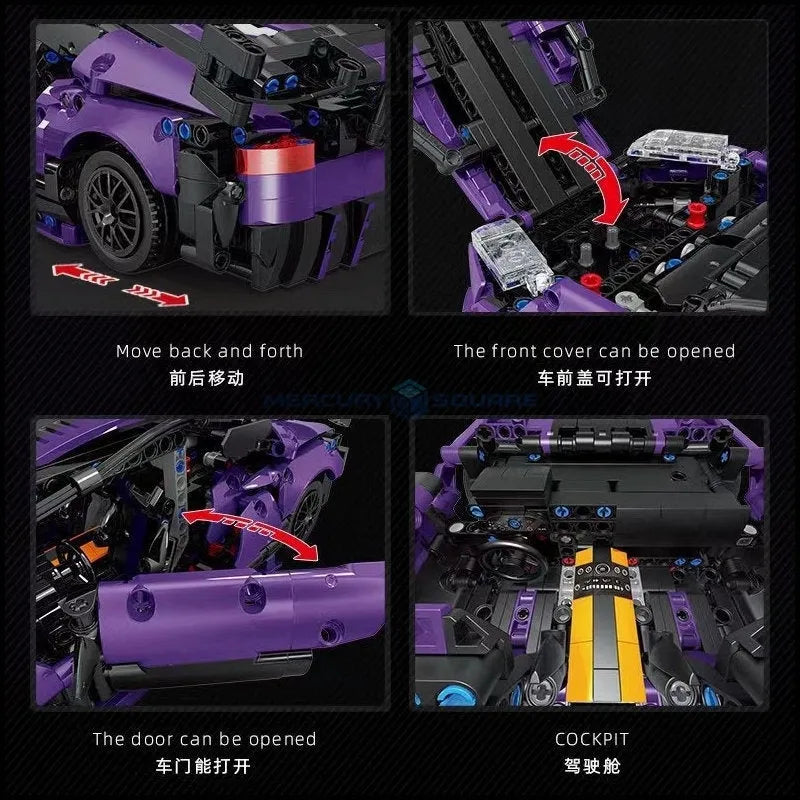 Building Blocks Tech MOC C011 Vantage GT3 Concept Racing Sports Car Bricks Toys Construction Set Toys - 4