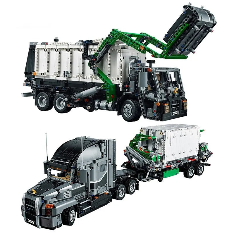 Building Blocks Tech MOC Creator City Garbage Truck Bricks Toys - 1