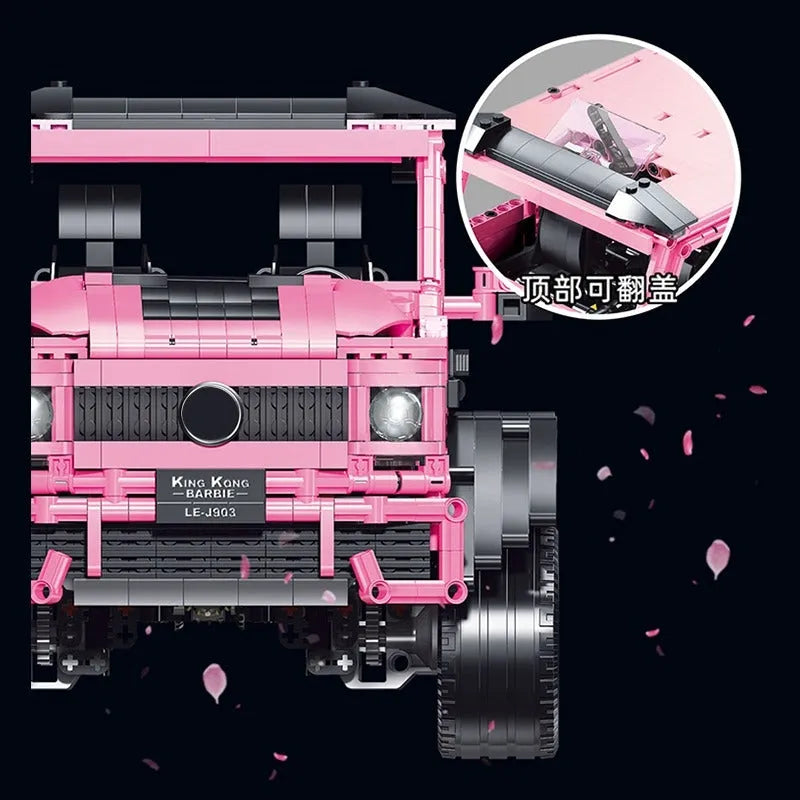 Building Blocks MOC Tech Expert King Kong Barbie Pink SUV Bricks Toy J903 - 4