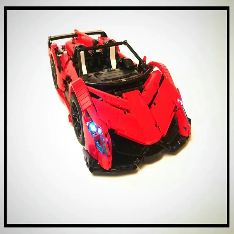 Building Blocks Tech MOC Lambo Veneno Roadster Racing Car MINI Bricks Toy - 7