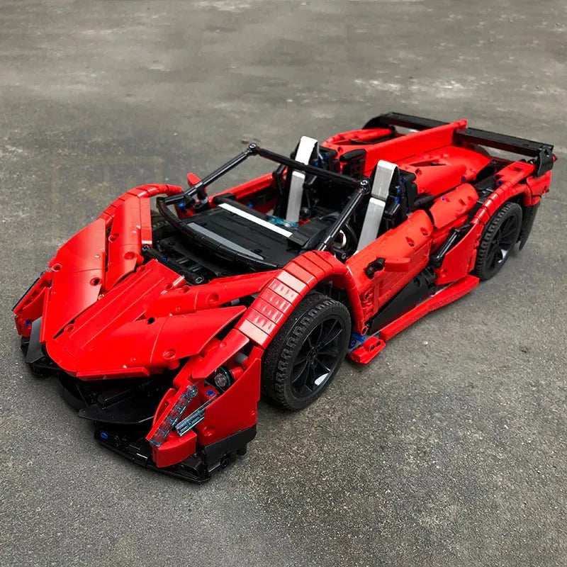 Building Blocks Tech MOC Lambo Veneno Roadster Racing Car MINI Bricks Toy - 5