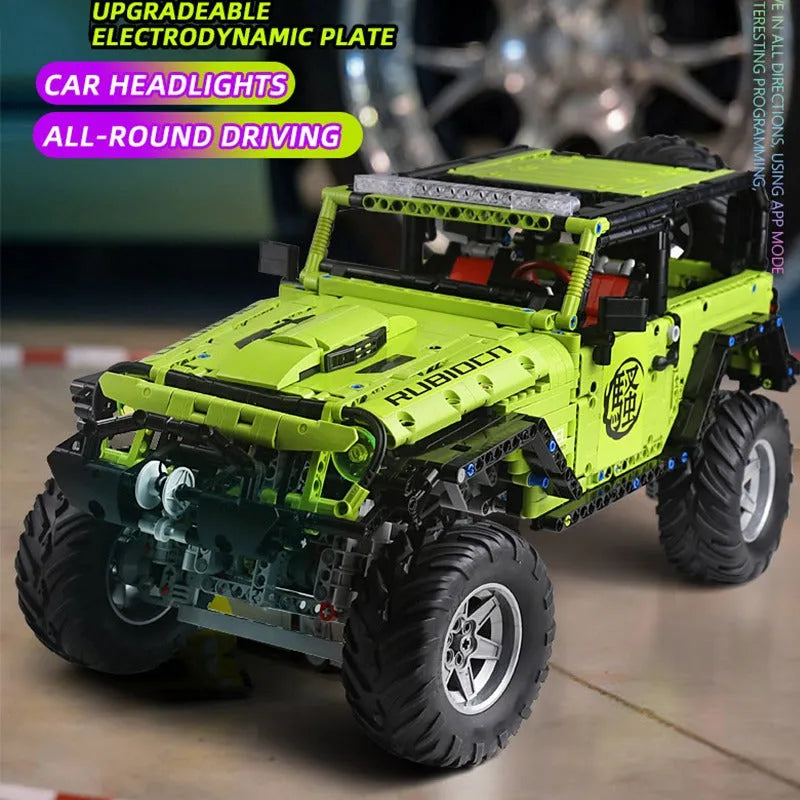 Building Blocks Tech MOC Off-Road Jeep Wrangler Rubicon Bricks Toy J902 - 9