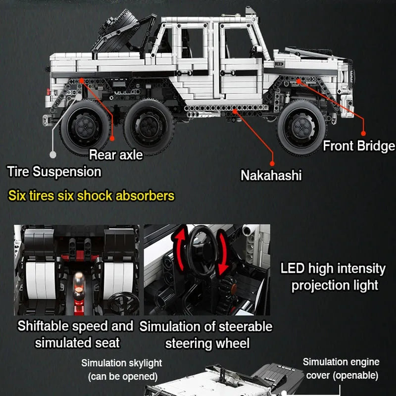 Building Blocks Tech MOC Off-Road SUV LAND CRUISER AMG Bricks Toys - 7