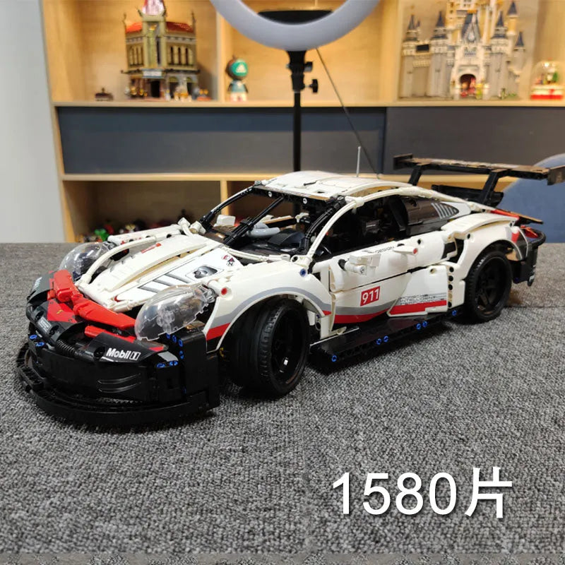 Building Blocks Tech MOC Porsche 911 RSR Racing Sports Car Bricks Toy 20097 - 9