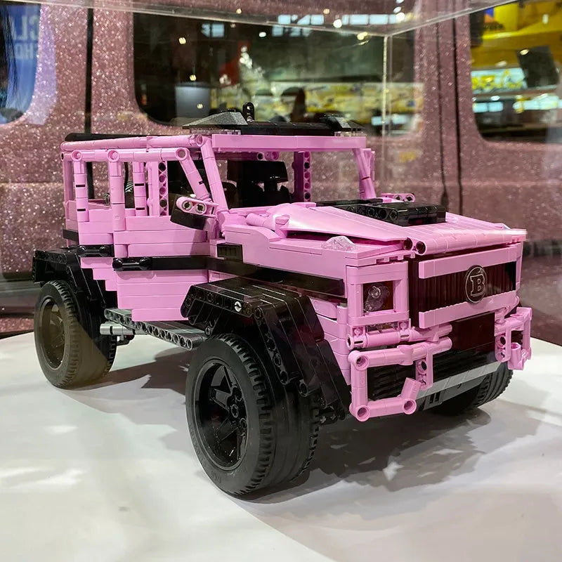 Building Blocks MOC Tech RC Off - Road Pink King Kong Barbie SUV Car Bricks Toy - 10