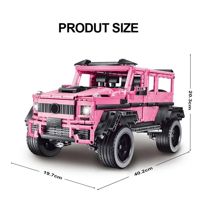 Building Blocks MOC Tech RC Off - Road Pink King Kong Barbie SUV Car Bricks Toy - 6