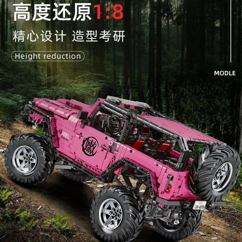 Building Blocks MOC Tech RC Off - Road Pink King Kong Barbie SUV Car Bricks Toy - 2