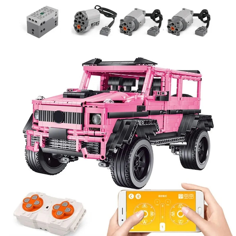 Building Blocks MOC Tech RC Off - Road Pink King Kong Barbie SUV Car Bricks Toy - 1